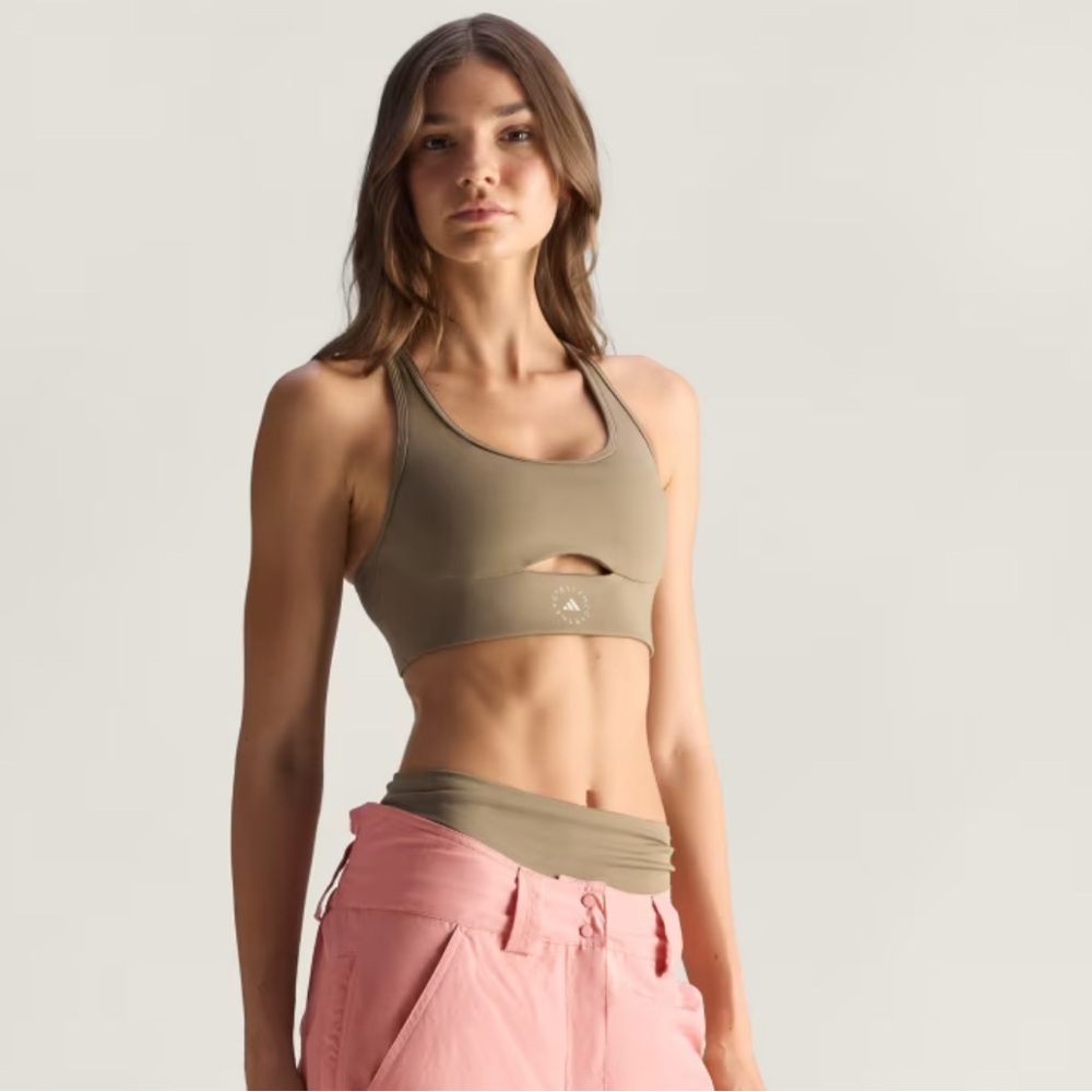 NWT ADIDAS BY STELLA MCCARTNEY YOGA BRA Brown Moss Green XS